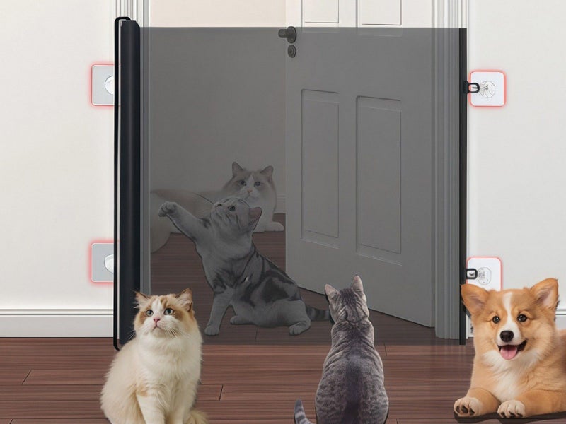 No Drill Retractable Pet Gate Barrier for Dogs and Cats M Style2 Carousel 6