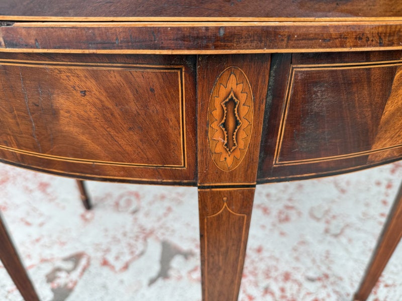 An Antique Quality Sheraton Revival Inlay Marquetry Fold Over Top Supper Table Carousel 20