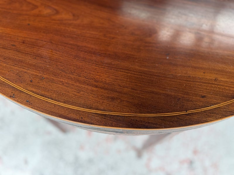 An Antique Quality Sheraton Revival Inlay Marquetry Fold Over Top Supper Table Carousel 20