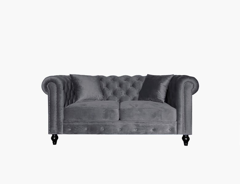 Chesterfield Sofa Grey Velvet Carousel 1