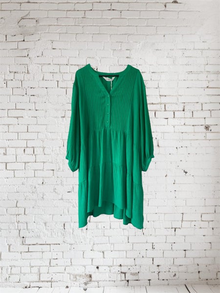 Virtuelle Bahia Cabana Green Pintuck Dress Size 22 – Tiered Viscose Nylon BNWT