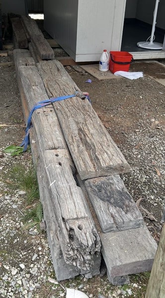 Australian Harwood mix . Jarrah , iron bark sleepers Carousel 1