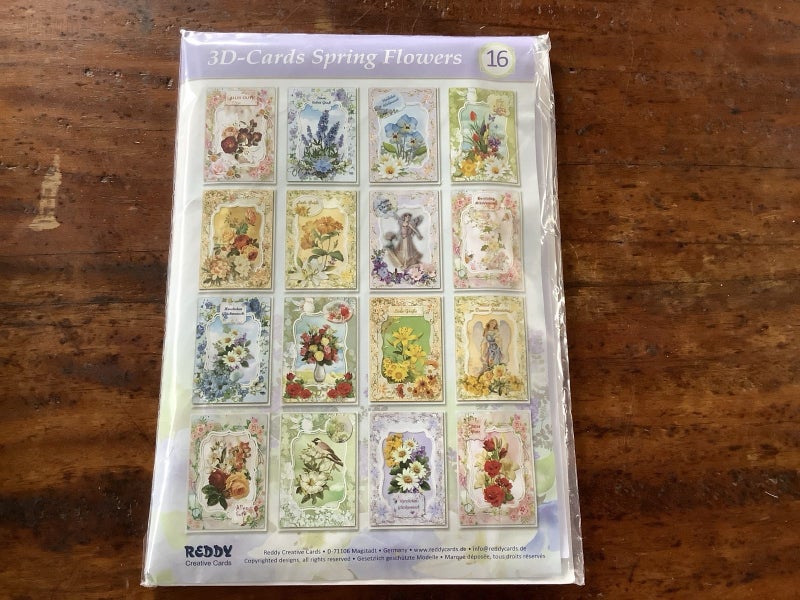 16 x 3D-Cards Spring Flowers Carousel 1