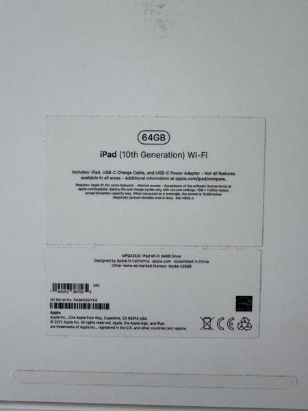 Apple iPad 10th Generation / 64GB / Great Condition / Quick Sell Price64030094715266112