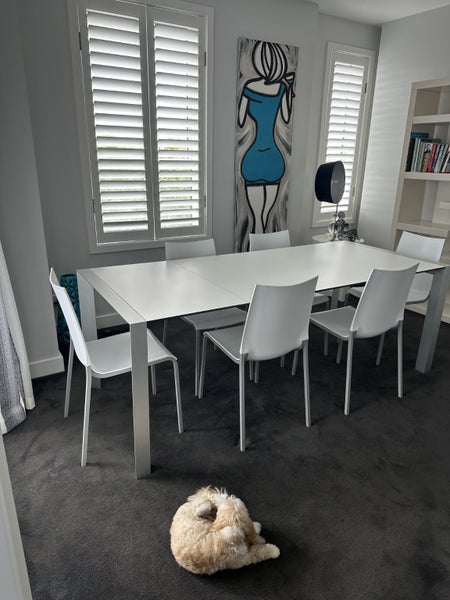 White Extendable Dining Table + 8 chairs64029659555457110