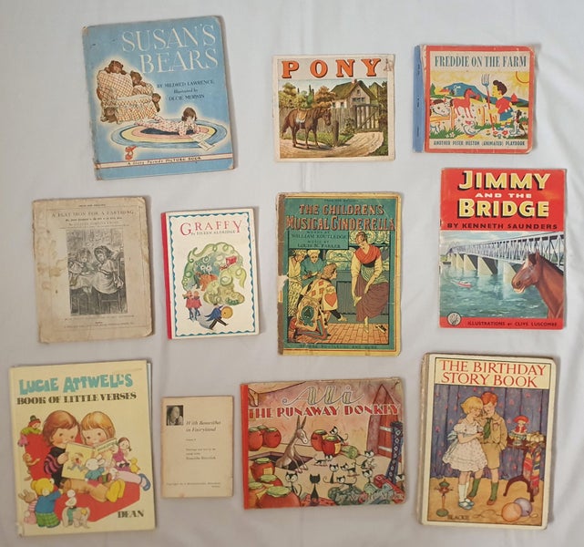 11 Old Damaged Children's Books (1870s-1970s) Carousel 1
