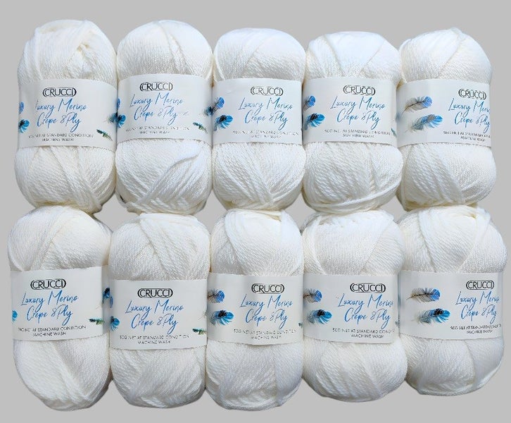 Crucci Luxury Merino Crepe 8ply Yarn 10 Pack ($70 Reserve, RRP $13.90 per ball) Carousel 1