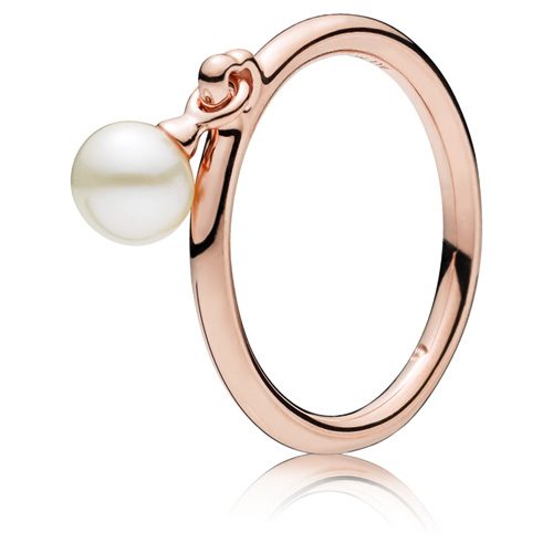 Pandora Rose gold and Freshwater Pearl Ring, retired, rare Carousel 1