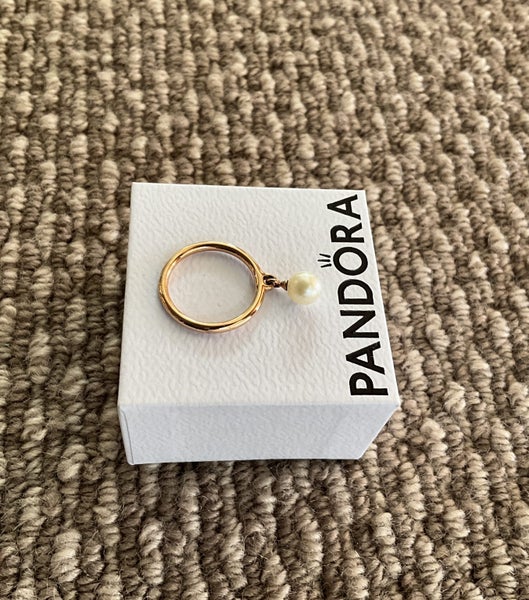 Pandora Rose gold and Freshwater Pearl Ring, retired, rare Carousel 7