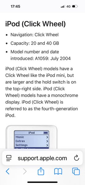 Apple iPod Classic 4th Generation 20GB Clickwheel - A1059 Carousel 7