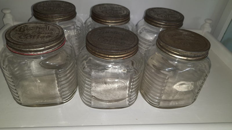 Vintage Bushells Glass Coffee Jars Carousel 1