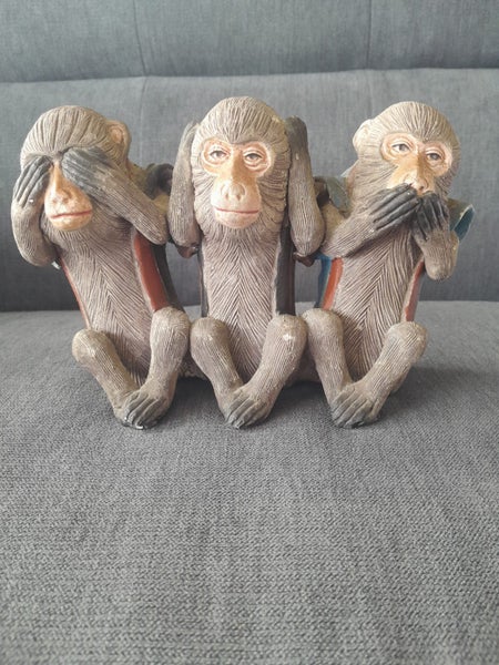 Three Wise Monkeys- a Japanese saying "See No Evil, Hear No Evil, Speak No Evil" Carousel 1