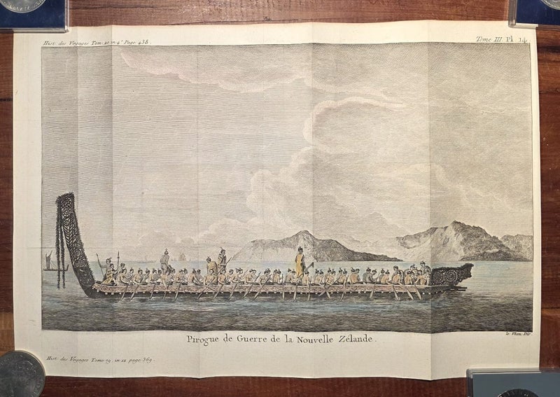 *Scarce* 1797 La Pérouse Voyage – Maori Waka Taua - French Pacific Exploration Carousel 1
