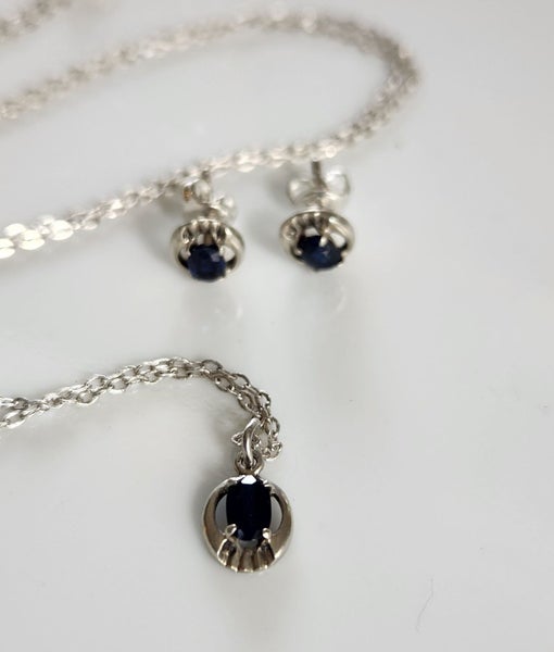 Real Sapphires earrings and necklace set (J) Carousel 1