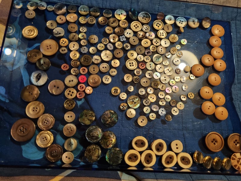 Wood, shell, paua and deer antler buttons Carousel 1