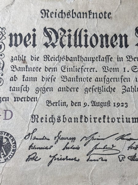 Reichsbanknote: Two Million Mark 1923 hyperinflation period Carousel 3