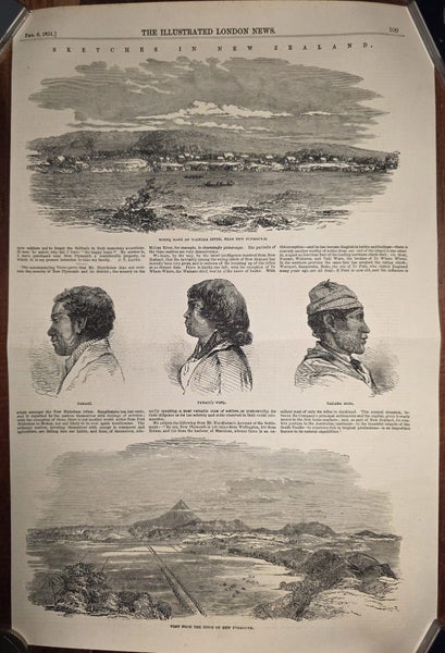 1851 Taranaki & Maori Portrait Engraving: New Plymouth / Waitara River, Taranaki Carousel 1