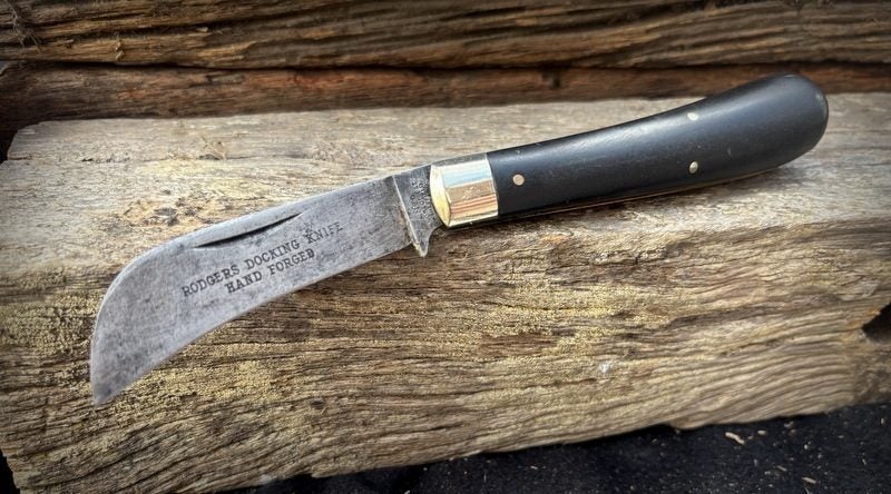 VINTAGE JOSEPH RODGERS HAND FORGED DOCKING KNIFE. Carousel 1