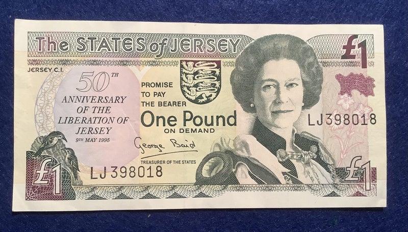 State of Jersey 1995 Liberation One Pound note - prefix LJ Carousel 1