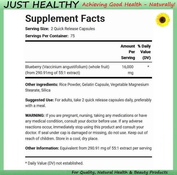 BLUEBERRY - ANTI AGING - 16,000 mg - 150 CAPS - HIGH STRENGTH Carousel 2