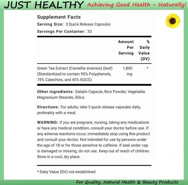 GREEN TEA EXTRACT EGCG - 1,800 mg per SERVING - 100 CAP Carousel 2