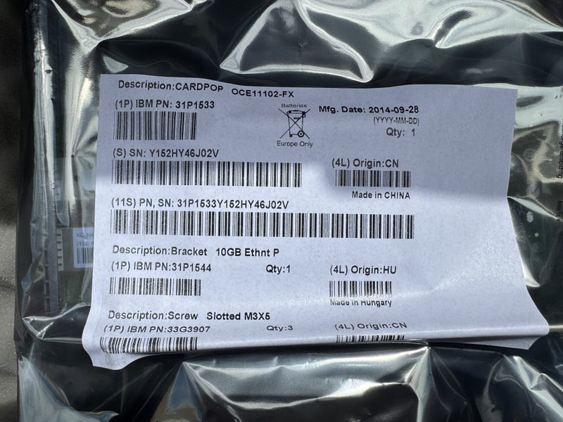 HP / IBM 10Gb SFP+ Dual-Port NIC / Adapter Card (Model 31P1533) Carousel 1