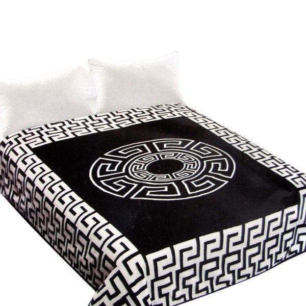 Assorted 800Gsm Luxury Reversible Mink Blanket Greek Key Black Queen 200 X 240 C Carousel 1