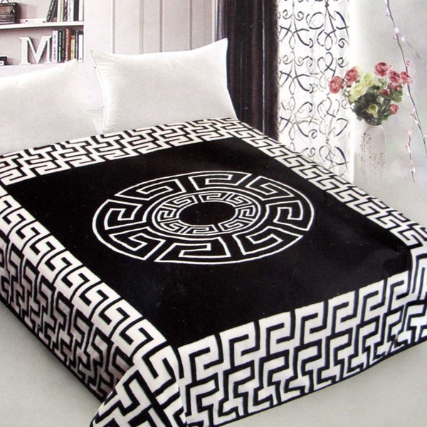 Assorted 800Gsm Luxury Reversible Mink Blanket Greek Key Black Queen 200 X 240 C Carousel 2