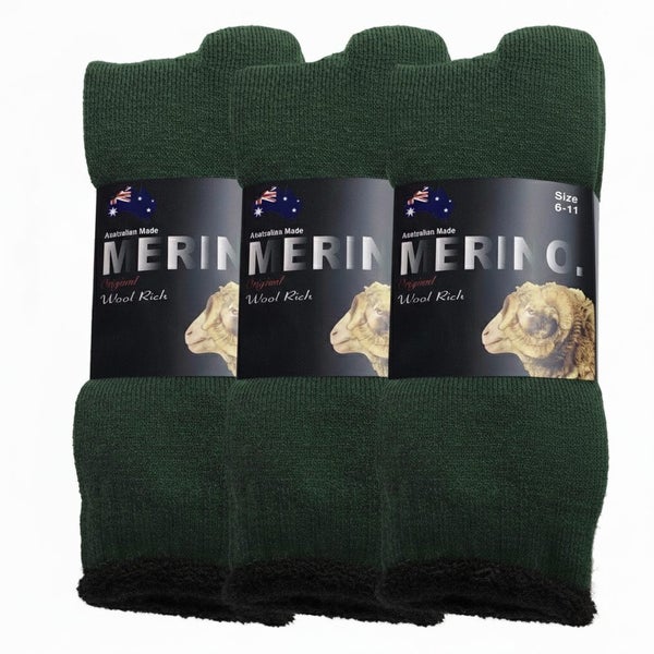 3 Pairs MERINO WOOL SOCKS Mens Heavy Duty Premium Thick Work Socks Cushion in... Carousel 2