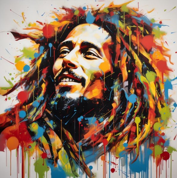 Framed $1 RESERVE 1 Panel Canvas Art Print - Bob Marley Carousel 1