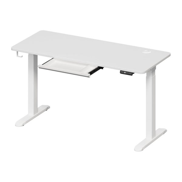 140Cm Electric Standing Desk With Drawer Height Adjustable White Carousel 2