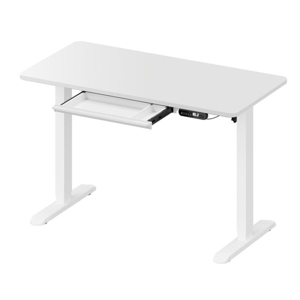 120Cm Electric Standing Desk With Drawer Adjustable Height White Carousel 2