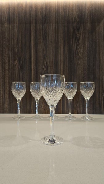 Set of 6 Vintage Crystal Wine Glasses - Stuart Shaftesbury Claret Wine Glasses Carousel 1