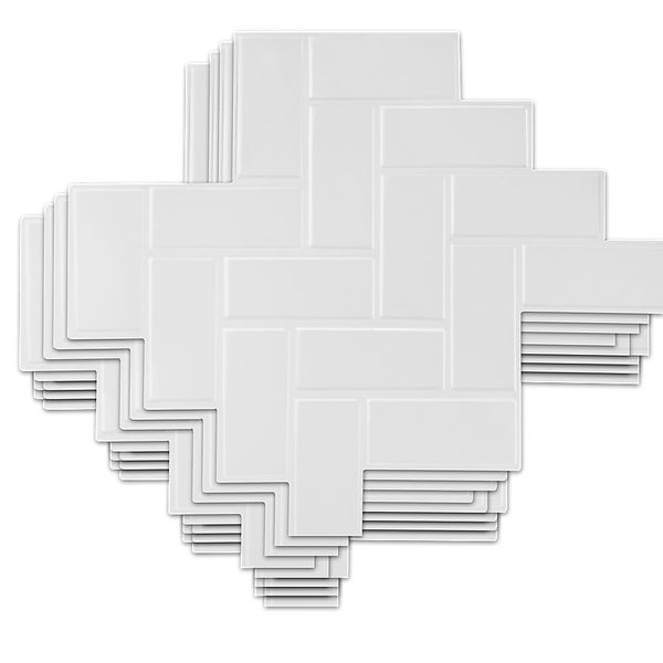 Randy & Travis Machinery Tiles 3D Peel And Stick Wall Herringbone White 10 Sheet Carousel 1