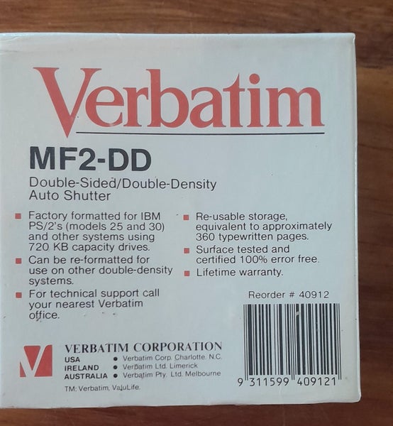 Microdisks Verbatim MF2-22 10 pack Carousel 1