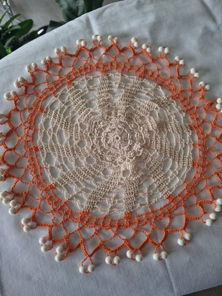 Vintage beaded milk jug cover Carousel 1