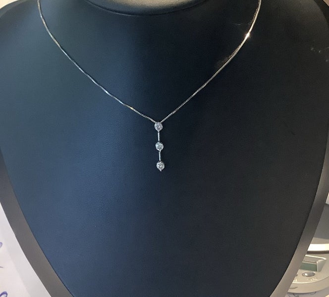 Natural Diamond 10k white gold necklace, made in Italy Carousel 1