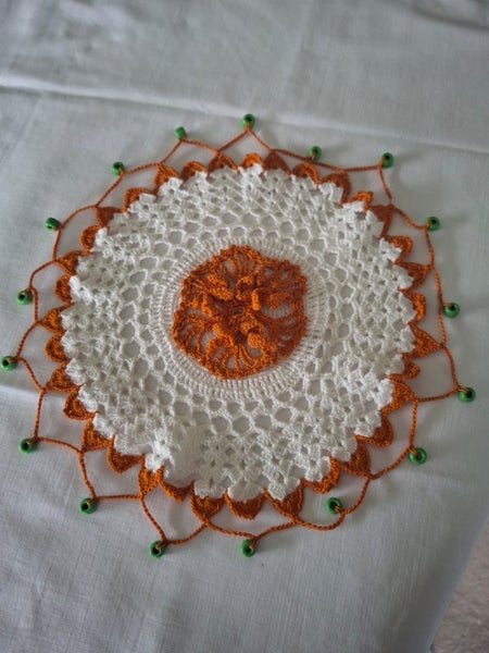 Vintage beaded milk jug cover Carousel 1