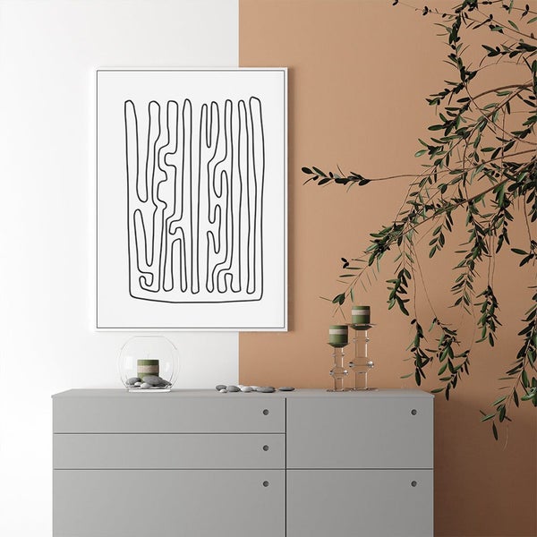 Artime Wall 50Cmx70cm Black And White Lines Frame Canvas Carousel 2