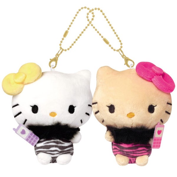 Sanrio Hello Kitty Niko Nui Magnetic Plush Keychain Pair with Zebra Outfit Carousel 1