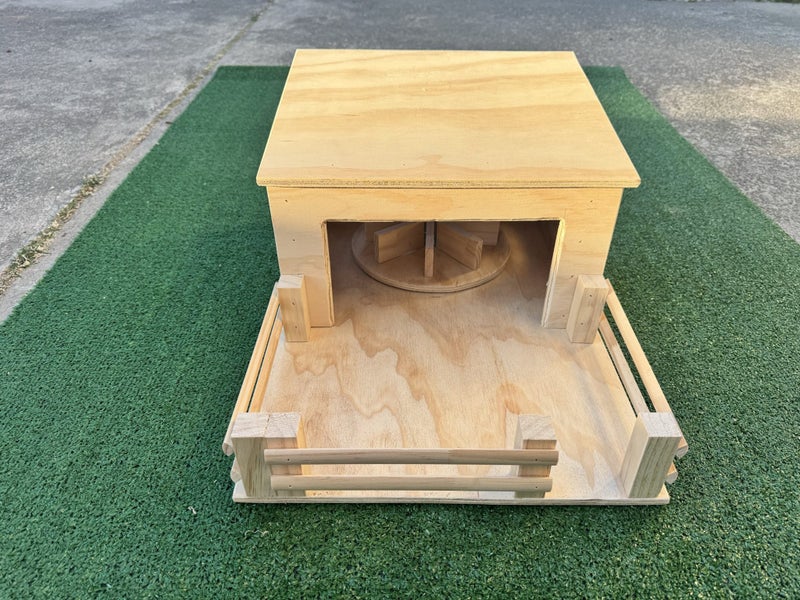 Kids wooden farm toy Rotary Milking Shed Carousel 1