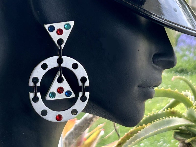 vintage 80s post modern statement earrings synth pop runway Carousel 1