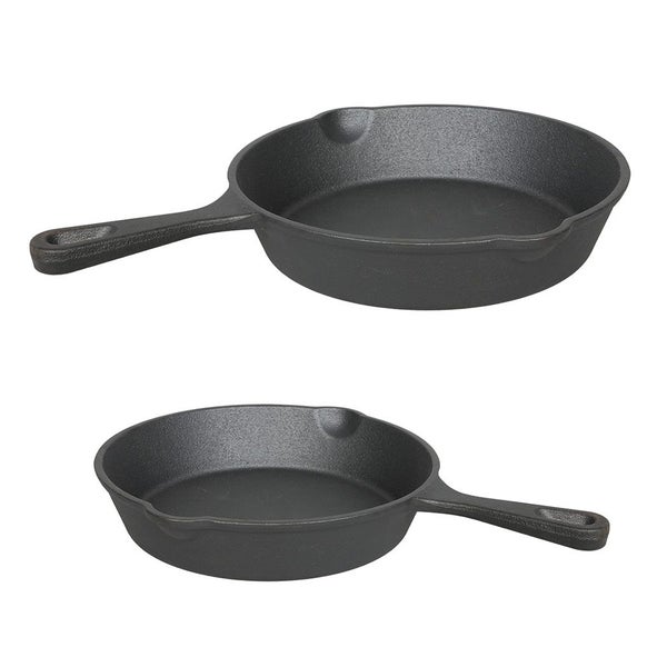 Toque 2Pcs Cast Iron Frying Pan Set Non Stick Skillet BBQ Cookware 21cm /27cm Carousel 1
