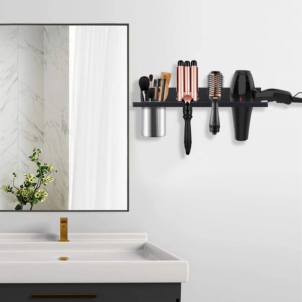 Wall Mounted Hair Tool Organizer Wooden Holder for Hair Dryer & Straightener Carousel 2