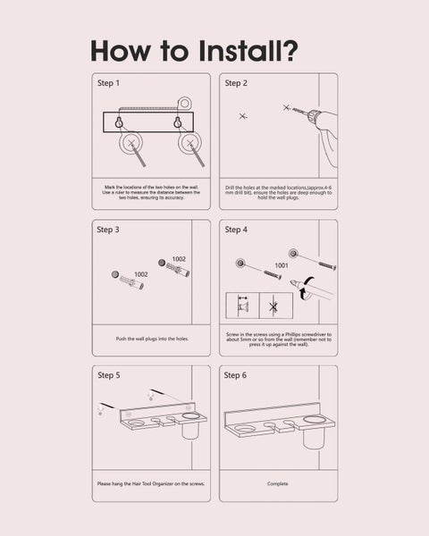 Wall Mounted Hair Tool Organizer Wooden Holder for Hair Dryer & Straightener Carousel 7