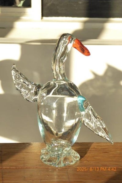 Handblown glass duck by Flamedaisy Glass Design of Nelson Carousel 1