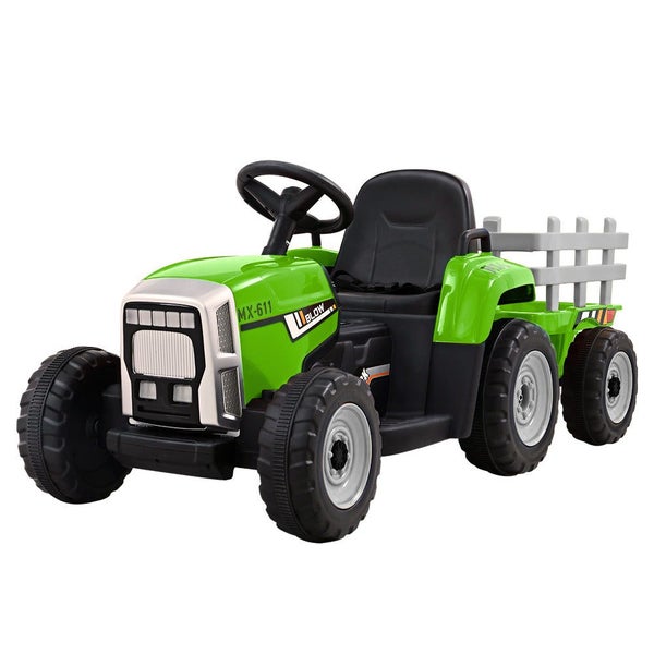 Rigo Kids Ride On Car Tractor Trailer Toy Electric Cars 12V Battery Green Carousel 1