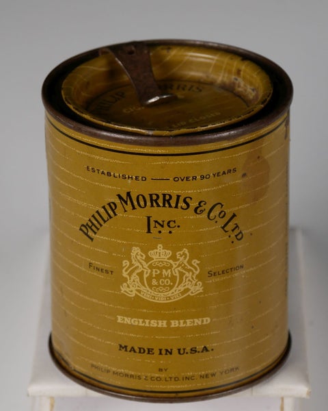 Vintage US Philip Morris & Co "English Blend" Round Tobacco Can / Tin Carousel 1