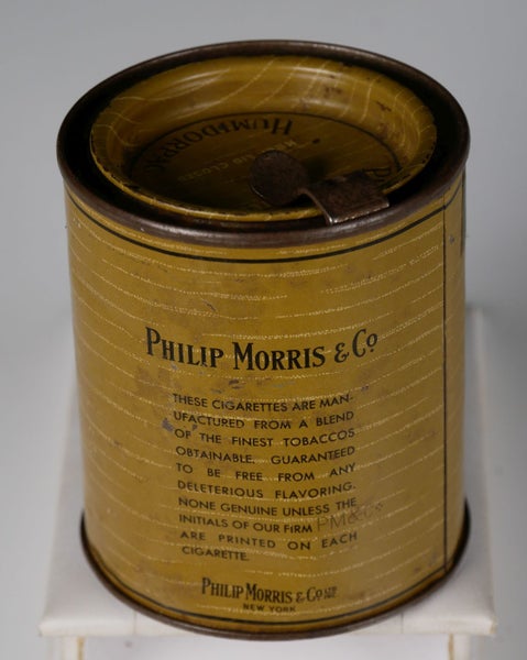 Vintage US Philip Morris & Co "English Blend" Round Tobacco Can / Tin Carousel 2