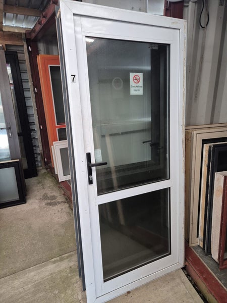 White, Double Glazed Single Aluminium Door 2 H x 880 W #2179 Carousel 1